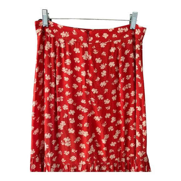 Madewell Ruffle-Wrap Midi Skirt in Happy Hibiscus size 2 - Picture 10 of 12